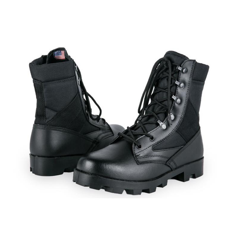 Bottes de l'armée Bottes de style français Ranger bottes noires en cuir véritable